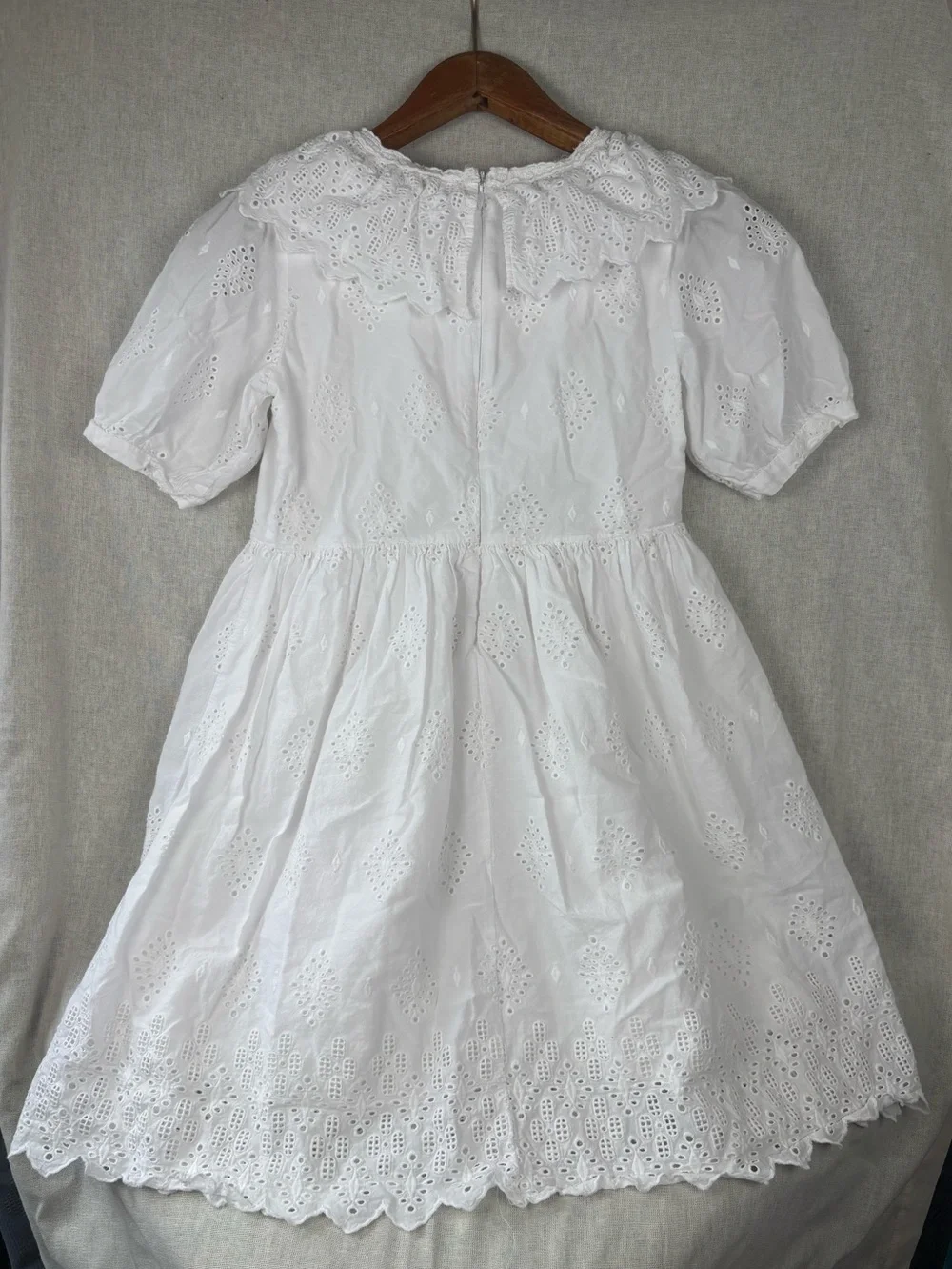 White Eyelet 100% Cotton Eyelet Lace Dress Girls Size 10 Heirloom Garden Party